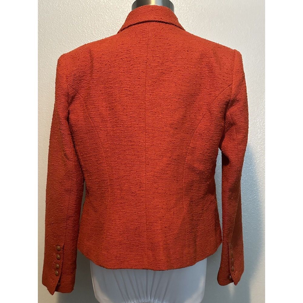 L'AGENCE Burnt Orange Double-Breasted Wool Blend Blazer - Picture 8 of 14